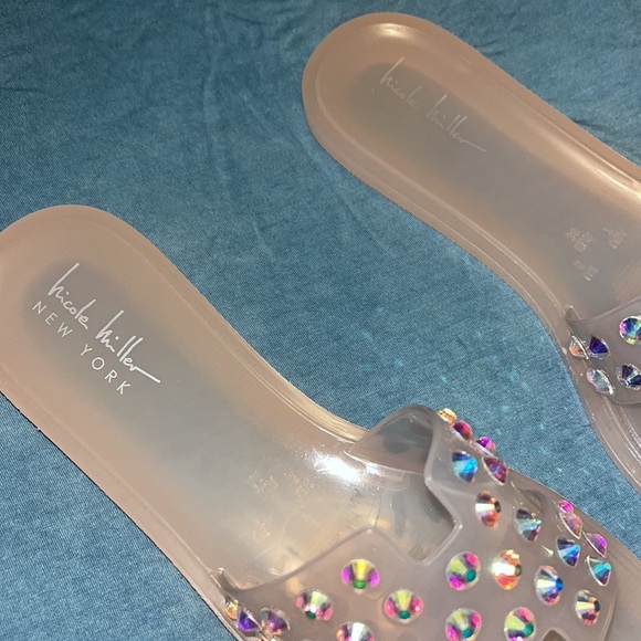 Nicole Miller brand new jelly slides with multicolor stones on them, size 7 - Picture 3 of 8